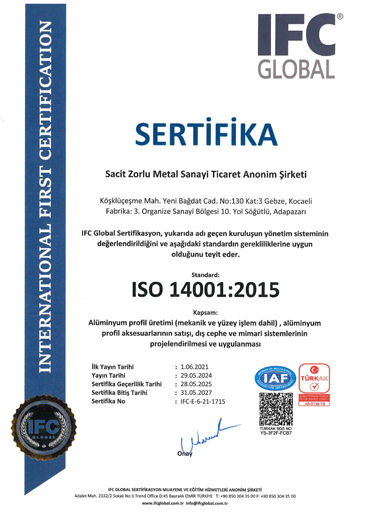 iso14001 2015 - Kalite Politikamız
